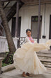 Load image into Gallery viewer, Off-White Kora Cotton Gamthi Embroidered Gown – 12 Meter Flair ClothsVilla