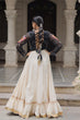 Load image into Gallery viewer, Off White Kora Cotton Gota-Patti Lehenga with Black Bandhani Kutchi Patchwork Top ClothsVilla