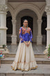 Load image into Gallery viewer, Off White Kora Cotton Gota-Patti Lehenga with Blue Bandhani Kutchi Patchwork Top ClothsVilla