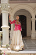 Load image into Gallery viewer, Off White Kora Cotton Gota-Patti Lehenga with Pink Bandhani Kutchi Patchwork Top ClothsVilla