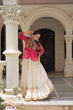 Load image into Gallery viewer, Off White Kora Cotton Gota-Patti Lehenga with Pink Bandhani Kutchi Patchwork Top ClothsVilla
