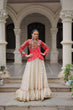 Load image into Gallery viewer, Off White Kora Cotton Gota-Patti Lehenga with Red Bandhani Kutchi Patchwork Top ClothsVilla