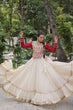 Load image into Gallery viewer, Off White Kora Cotton Gota-Patti Lehenga with Red Roman Silk Embroidered Blouse ClothsVilla