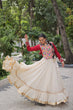 Load image into Gallery viewer, Off White Kora Cotton Gota-Patti Lehenga with Red Roman Silk Embroidered Blouse ClothsVilla