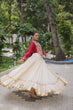Load image into Gallery viewer, Off White Kora Cotton Gota-Patti Lehenga with Red Roman Silk Embroidered Blouse ClothsVilla