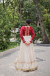 Load image into Gallery viewer, Off White Kora Cotton Gota-Patti Lehenga with Red Roman Silk Embroidered Blouse ClothsVilla