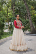Load image into Gallery viewer, Off White Kora Cotton Gota-Patti Lehenga with Red Roman Silk Embroidered Blouse ClothsVilla