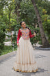 Load image into Gallery viewer, Off White Kora Cotton Gota-Patti Lehenga with Red Roman Silk Embroidered Blouse ClothsVilla