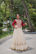 Load image into Gallery viewer, Off White Kora Cotton Gota-Patti Lehenga with Red Roman Silk Embroidered Blouse ClothsVilla