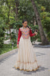 Load image into Gallery viewer, Off White Kora Cotton Gota-Patti Lehenga with Red Roman Silk Embroidered Blouse ClothsVilla