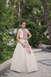 Load image into Gallery viewer, Off White Kora Cotton Lehenga Choli Set with Traditional Kutchi Gamthi Work ClothsVilla