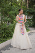 Load image into Gallery viewer, Off White Kora Cotton Lehenga Choli Set with Traditional Kutchi Gamthi Work ClothsVilla