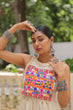Load image into Gallery viewer, Off-White Kora Cotton Sleeveless Embroidered Gown with 8-Meter Flair ClothsVilla