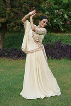 Load image into Gallery viewer, Off-White Lehenga Choli with Sequins &amp; Thread Embroidery in Georgette Fabric ClothsVilla