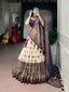 Off White Lehenga with Mirror Work ClothsVilla