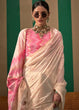 Load image into Gallery viewer, Off White Lustrous Spun Silk Saree with Cotton Blend ClothsVilla