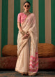 Load image into Gallery viewer, Off White Lustrous Spun Silk Saree with Cotton Blend ClothsVilla