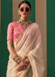 Load image into Gallery viewer, Off White Lustrous Spun Silk Saree with Cotton Blend ClothsVilla