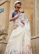 Load image into Gallery viewer, Off White Luxurious Satin Crepe Saree – Elegance with a Graceful Drape ClothsVilla