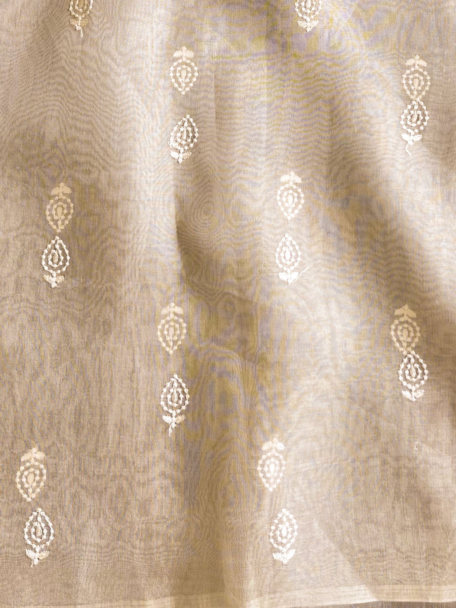 Off White Organza Silk Saree with Resham Floral Embroidery ClothsVilla