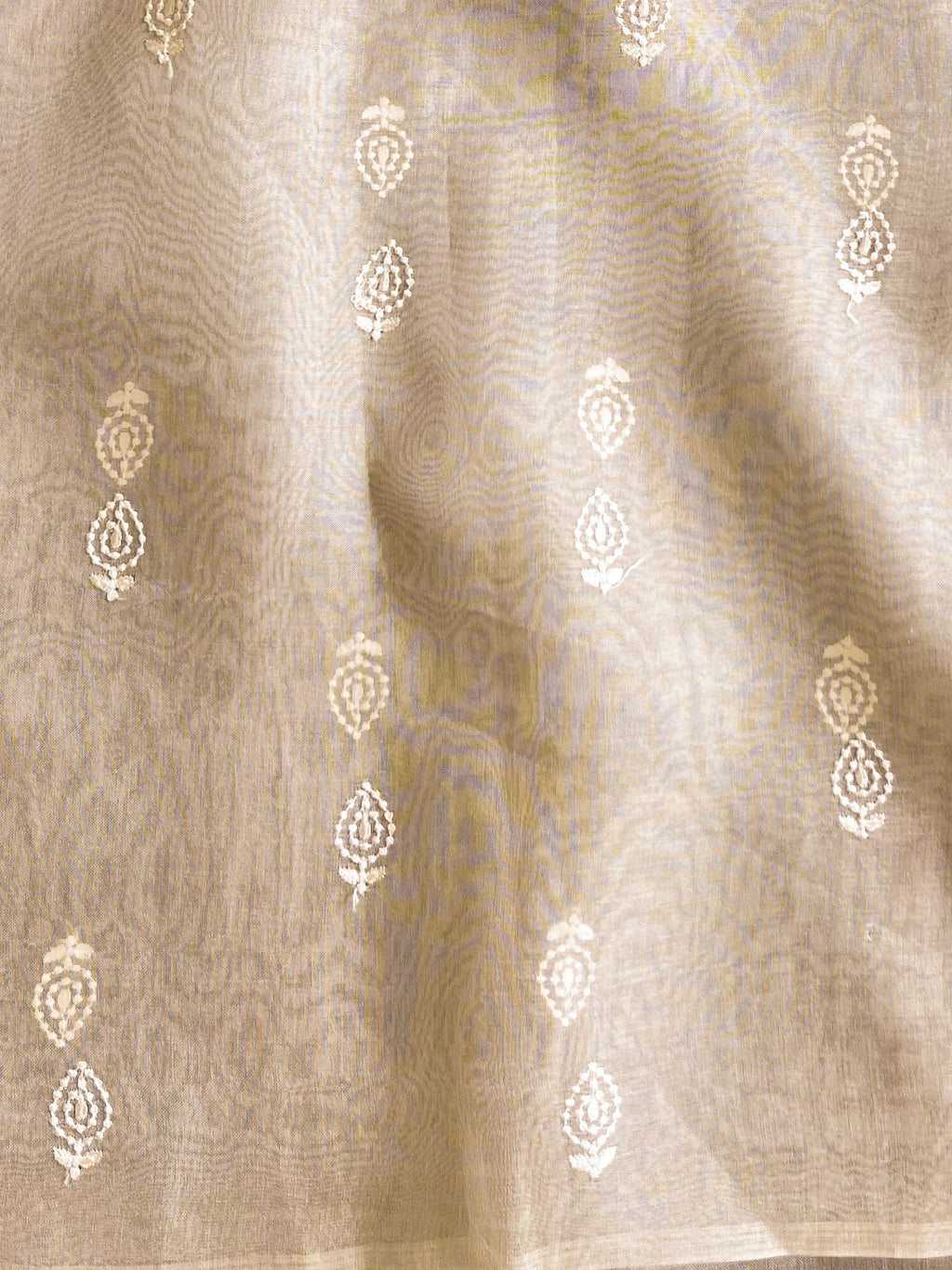Off White Organza Silk Saree with Resham Floral Embroidery ClothsVilla