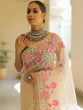 Load image into Gallery viewer, Off White Organza Silk Saree with Resham Floral Embroidery ClothsVilla