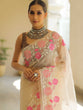 Load image into Gallery viewer, Off White Organza Silk Saree with Resham Floral Embroidery ClothsVilla