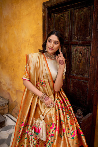 Off White Paithani Lehenga Set with Batwa ClothsVilla