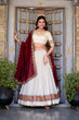 Load image into Gallery viewer, Off White Premium Vichitra Silk Lehenga Set with Zari &amp; Sequin Detailing – 3-Piece Ensemble Clothsvilla