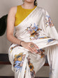 Load image into Gallery viewer, Off White Satin Silk Floral Printed Saree with Natural Silk Blouse Piece ClothsVilla