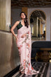 Load image into Gallery viewer, Off White Satin Silk Printed Saree with Moonga Silk Hotfix Blouse ClothsVilla