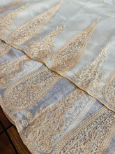 Load image into Gallery viewer, Off White Semi-Pure Organza Saree with Exquisite Lucknowi Work &amp; Matching Blouse ClothsVilla