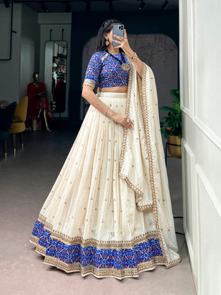 Off White Silk Sequins Designer Lehenga Choli ClothsVilla