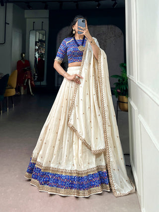Off White Silk Sequins Designer Lehenga Choli ClothsVilla