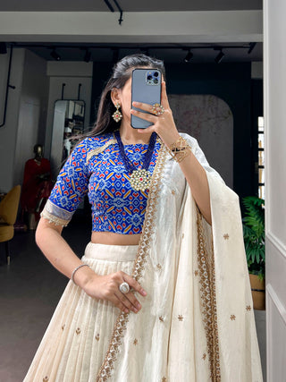 Off White Silk Sequins Designer Lehenga Choli ClothsVilla