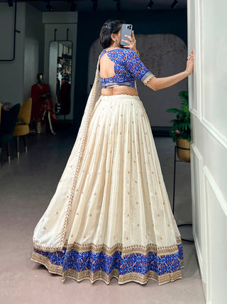 Off White Silk Sequins Designer Lehenga Choli ClothsVilla