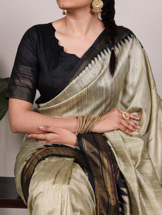 Off White Silk Zari Weaving Saree ClothsVilla