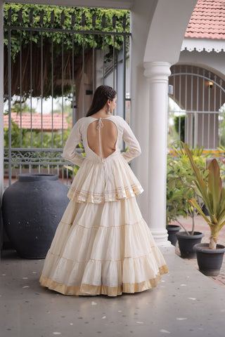 Off White Traditional Cora Cotton Lehenga Set ClothsVilla