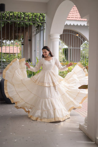 Off White Traditional Cora Cotton Lehenga Set ClothsVilla