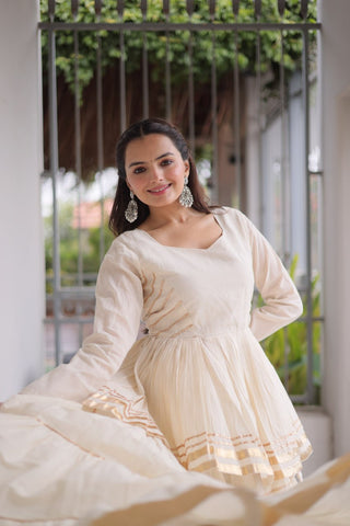 Off White Traditional Cora Cotton Lehenga Set ClothsVilla