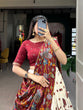 Load image into Gallery viewer, Off White Tussar Silk Kalamkari Print Lehenga Choli
