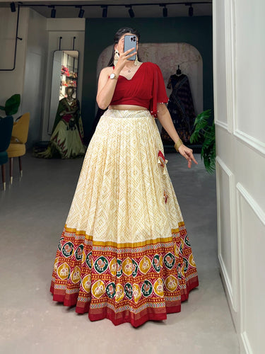 Off-White Tussar Silk Lehenga Choli Set ClothsVilla