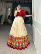 Load image into Gallery viewer, Off-White Tussar Silk Lehenga Choli Set ClothsVilla