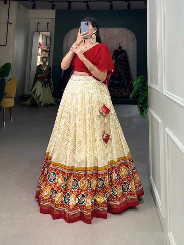 Off-White Tussar Silk Lehenga Choli Set ClothsVilla