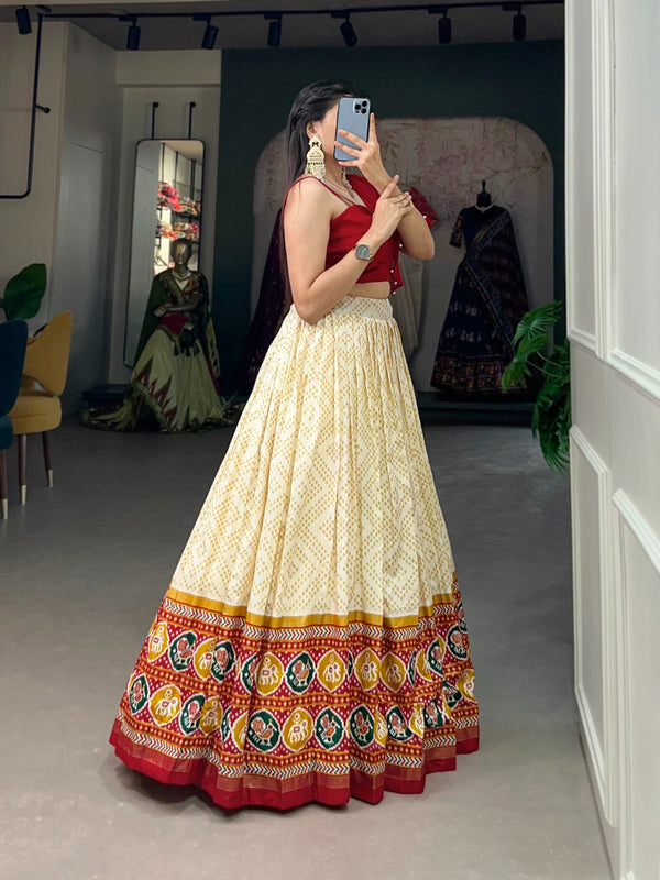 Off-White Tussar Silk Lehenga Choli Set ClothsVilla