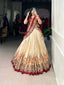 Off White Tussar Silk Printed Lehenga Set with Embroidered Vichitra Silk Blouse & Dupatta Clothsvilla