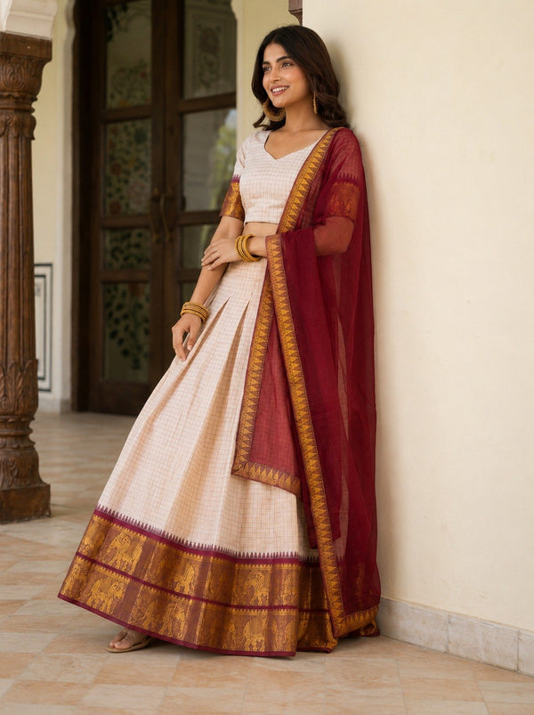 Off White Zari Weave Lehenga Choli ClothsVilla