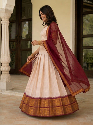 Off White Zari Weave Lehenga Choli ClothsVilla