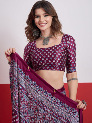 Ojasvi Mirror Work Semi Modal Saree for Wedding & Party Wear ClothsVilla