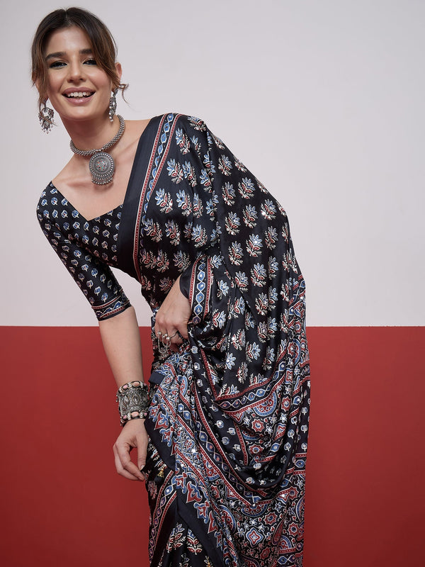 Ojasvi Mirror Work Semi Modal Saree for Wedding & Party Wear ClothsVilla